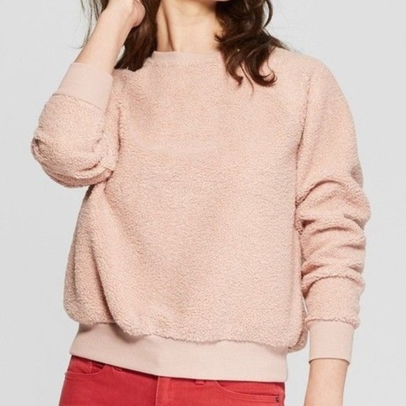 Universal Thread Sweaters - Universal Thread Blush Pink Fuzzy Sherpa Sweater